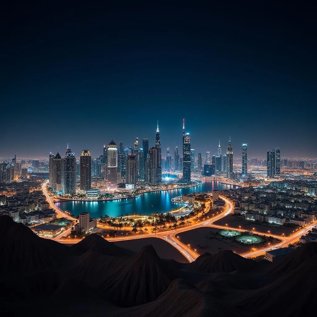 Dubai skyline at night