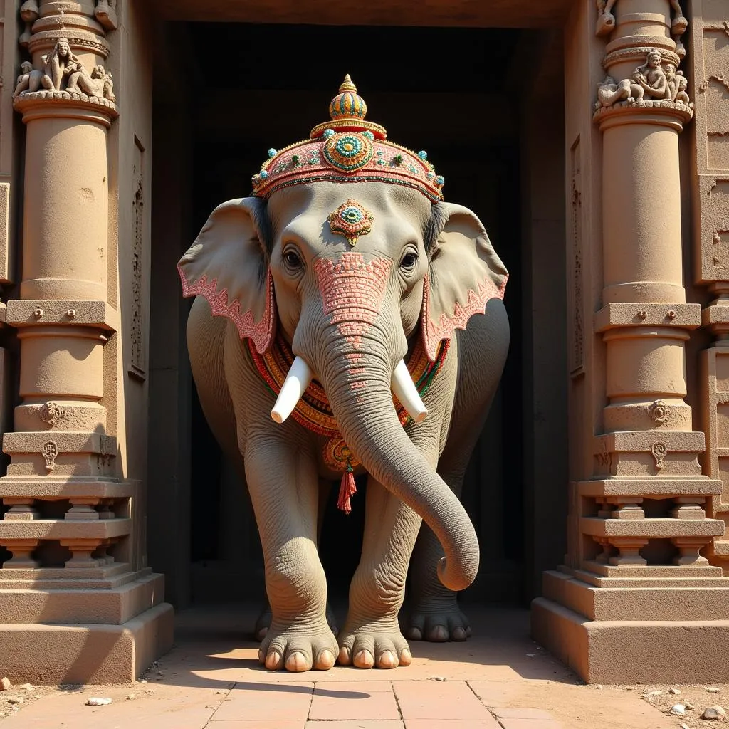 Elephant at Ancient Gate in Hampi