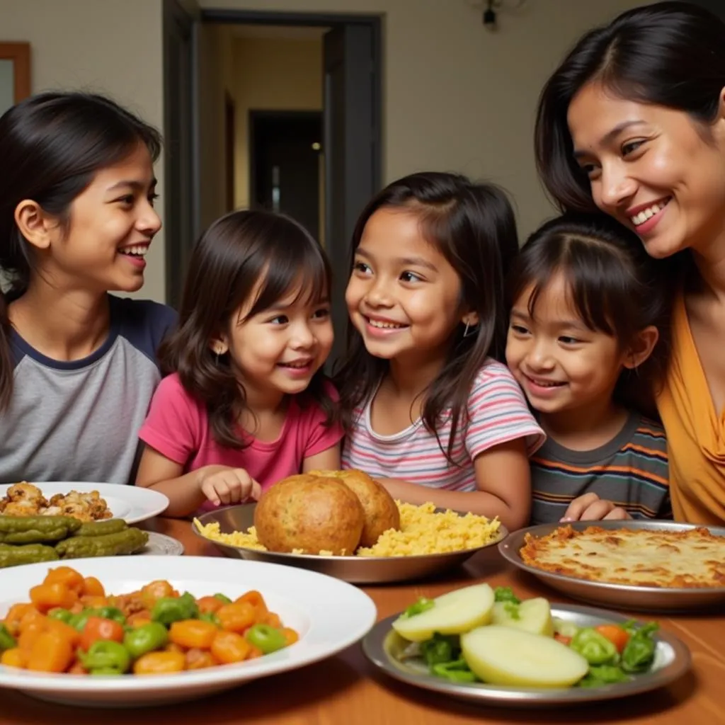 Family enjoying a traditional Odia meal together