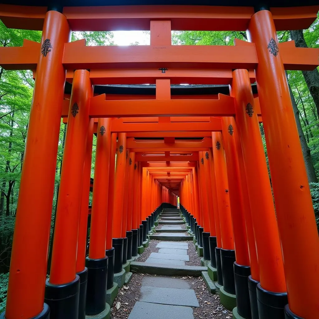 Vibrant Torii Gates at Fushimi Inari Shrine