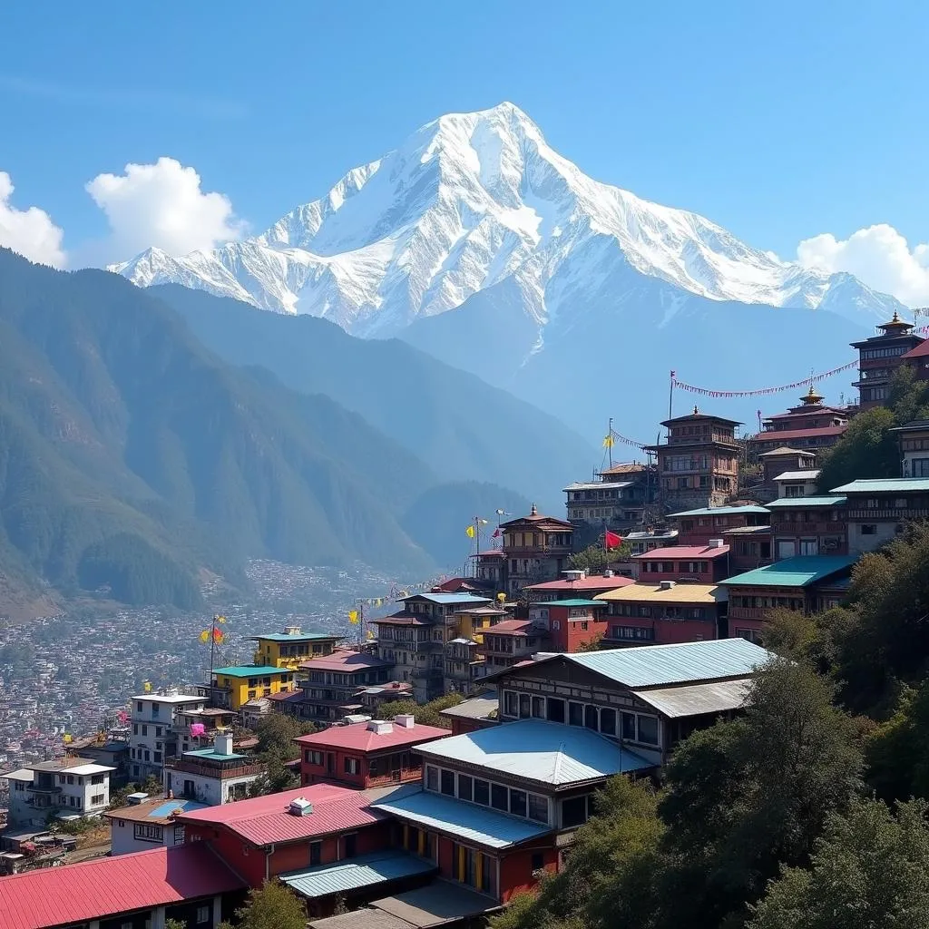 Gangtok cityscape with Kanchenjunga view in the background