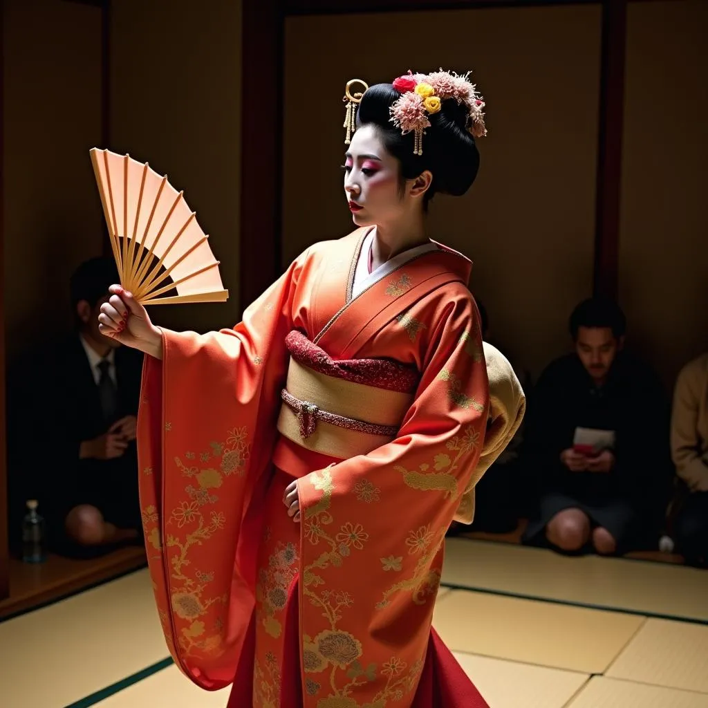 Geisha performing traditional dance