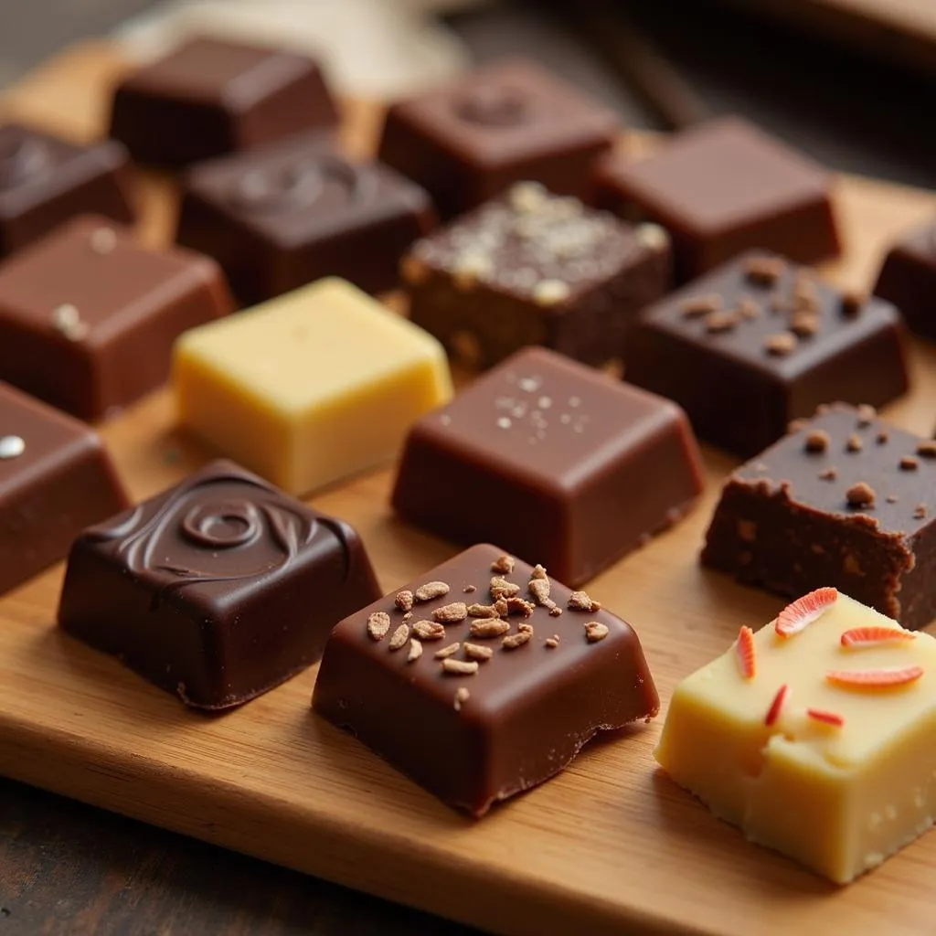 A selection of Ghirardelli chocolates arranged for tasting