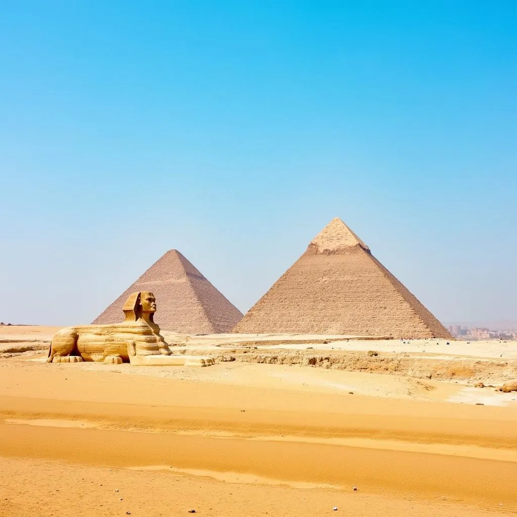 The Giza Plateau with the pyramids and the Sphinx