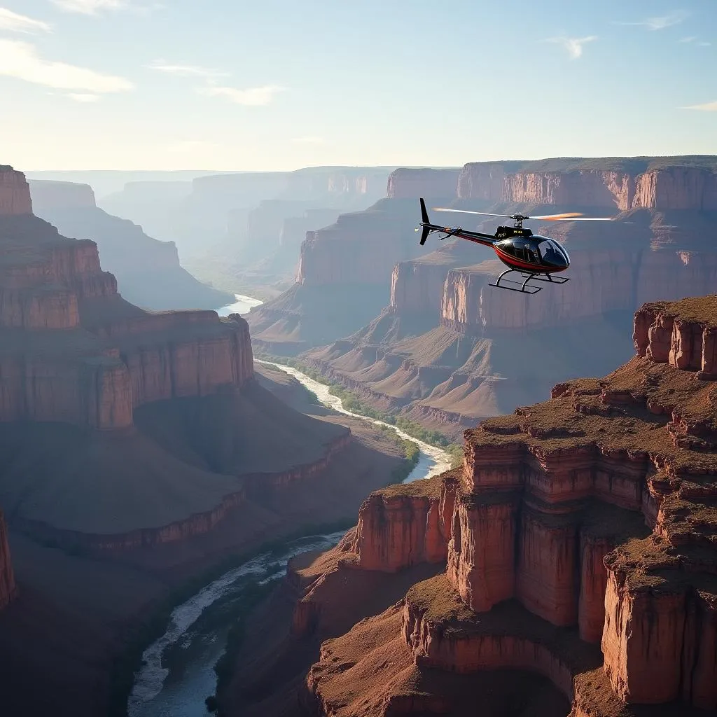 Helicopter flying over the Grand Canyon