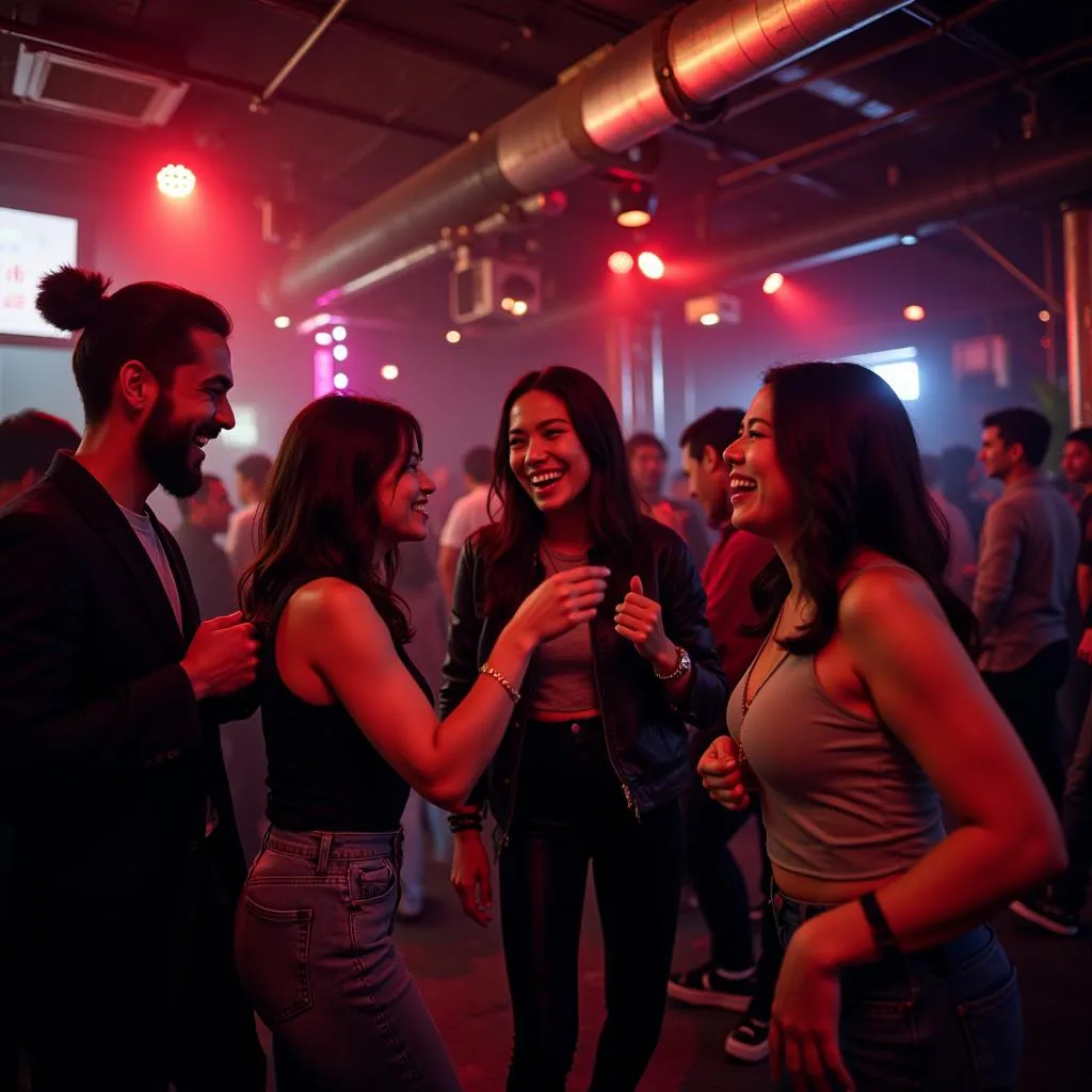 Group of friends having fun at a Tokyo nightclub