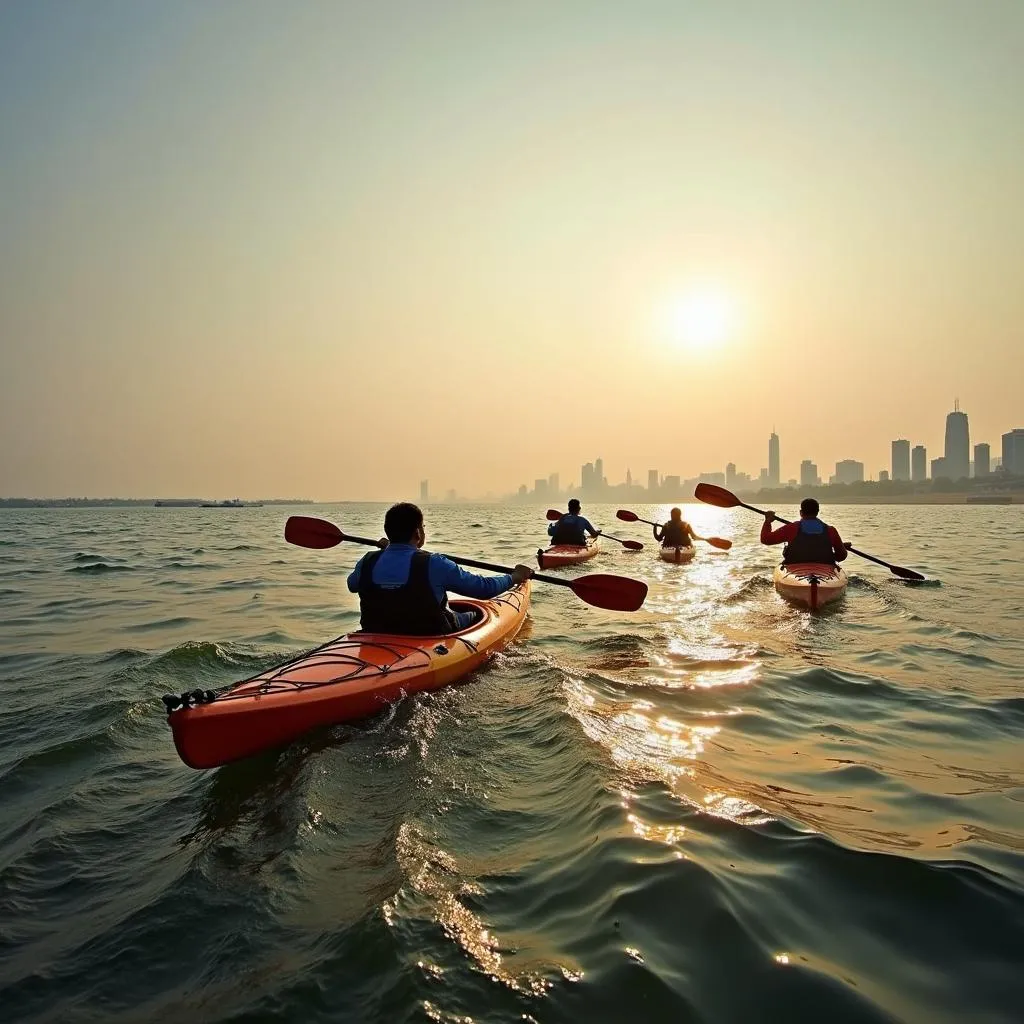 Group Kayaking along the Mumbai Coastline