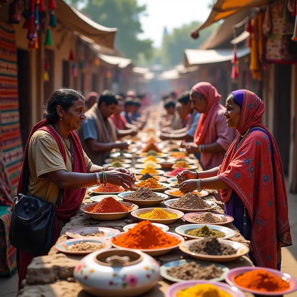 Vibrant Local Market in Hampi, India