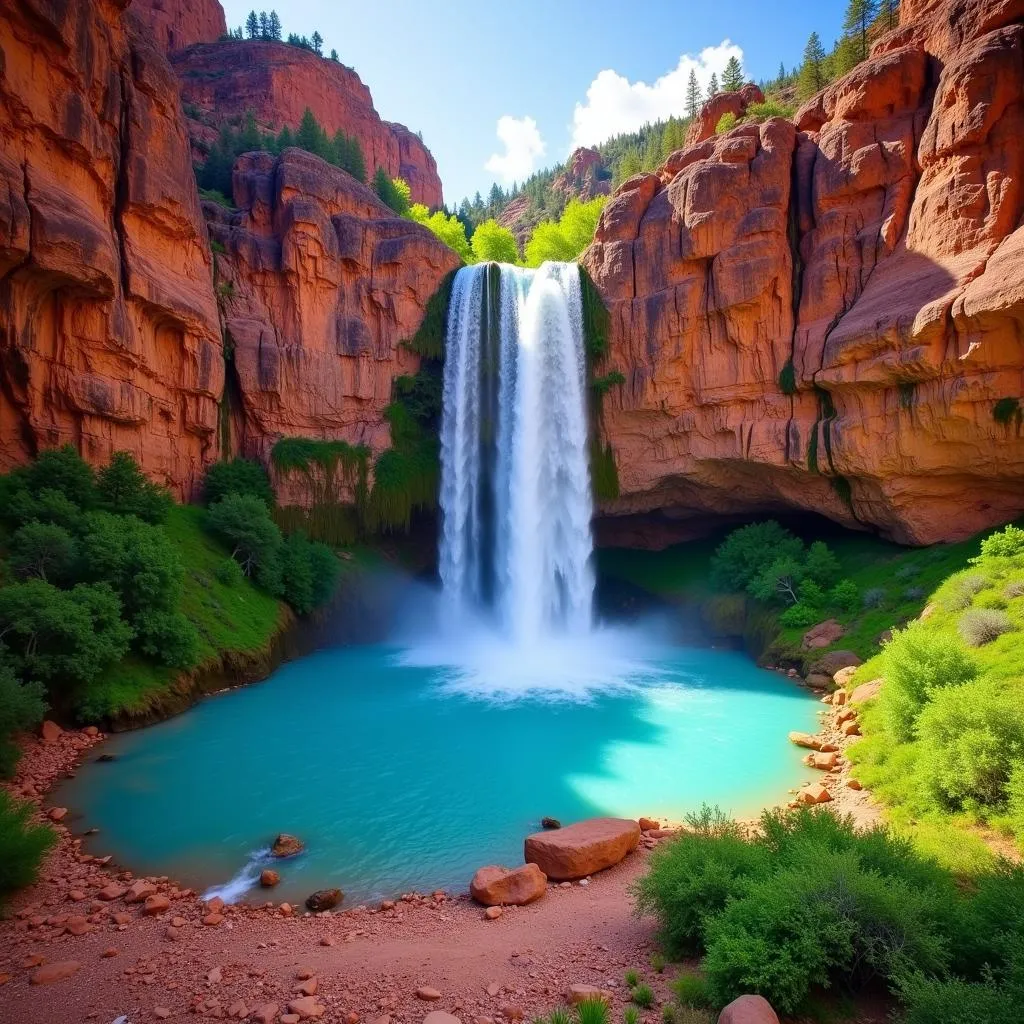 Panoramic view of Havasu Falls