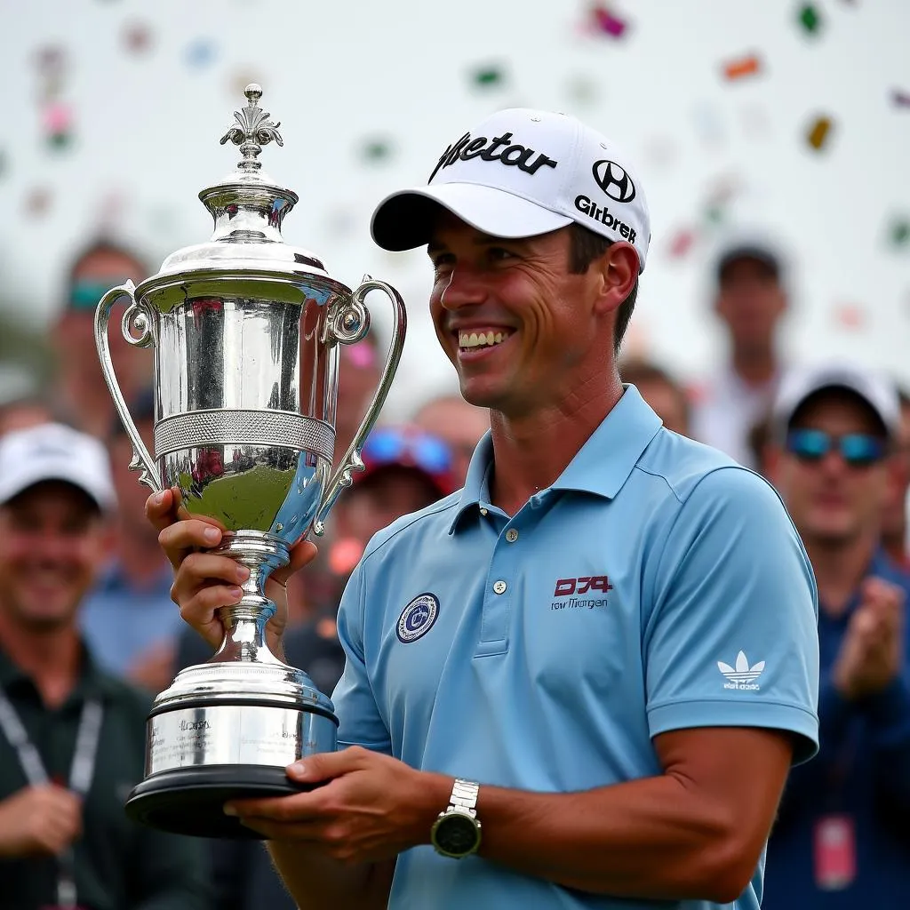 Henrik Stenson celebrating his victory at the 2013 Tour Championship