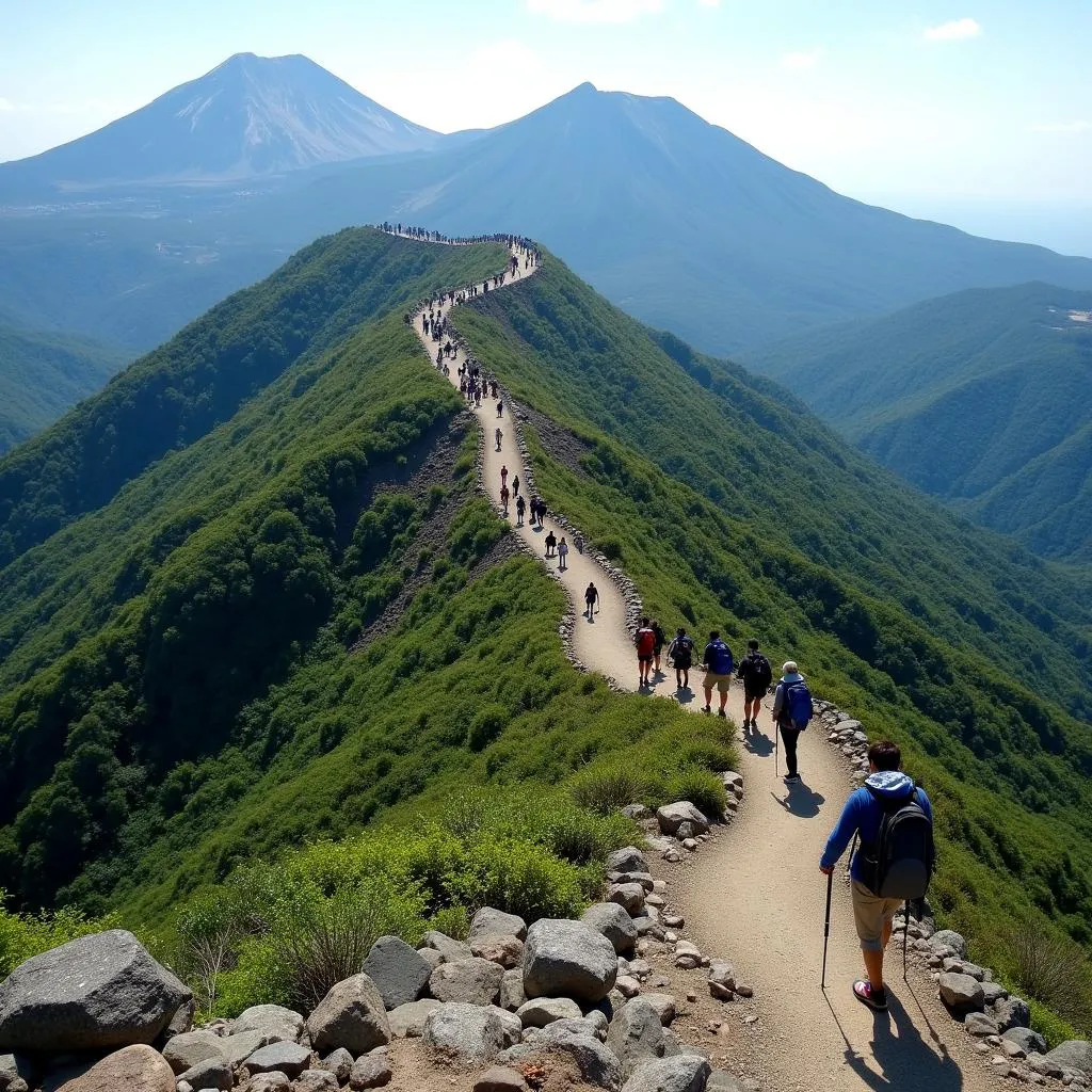 Scenic Hiking Trail on Mount Fuji