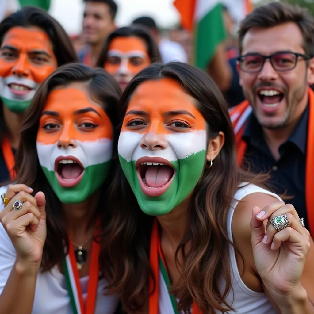 Indian Cricket Fans Celebrating Victory