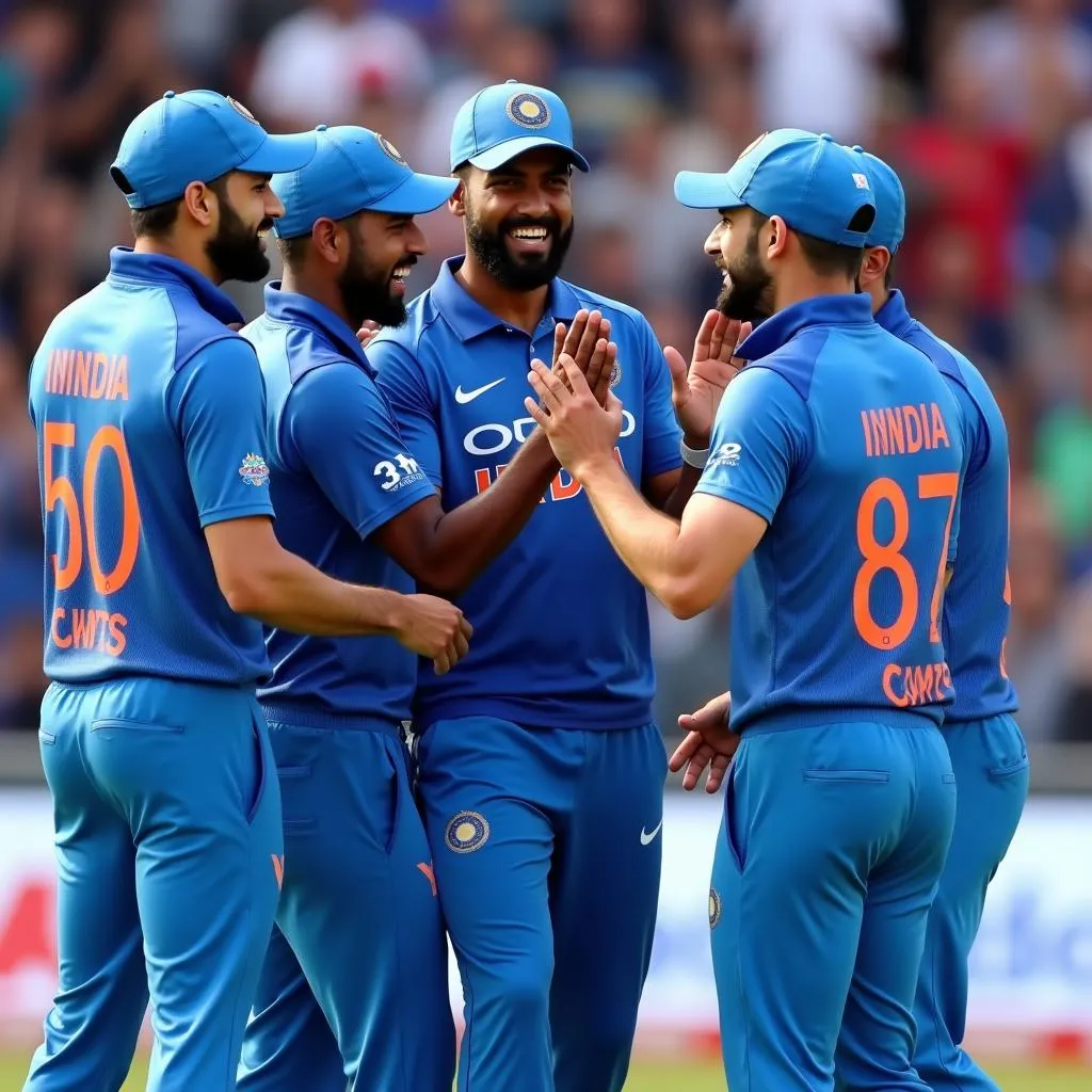 Indian Cricket Team Celebrating a Win 