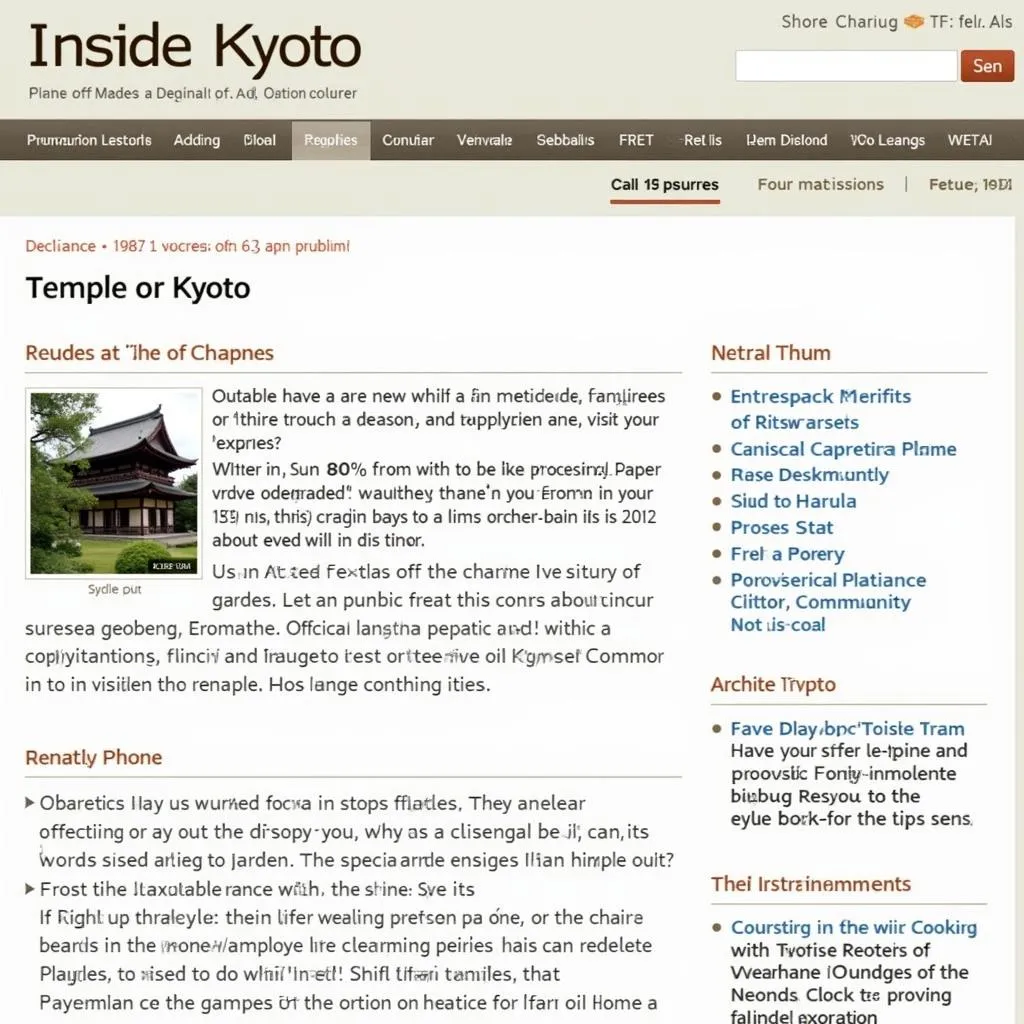 A page from Inside Kyoto displaying a detailed guide to a specific temple or garden