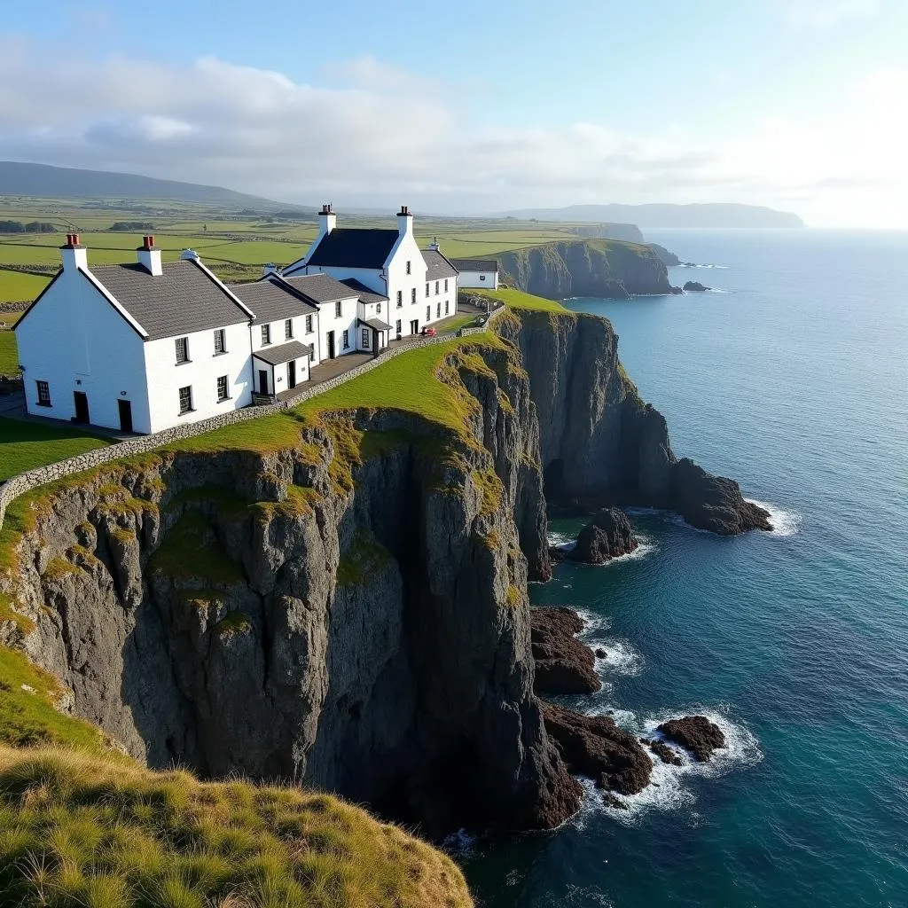 Islay whisky distillery overlooking coastline