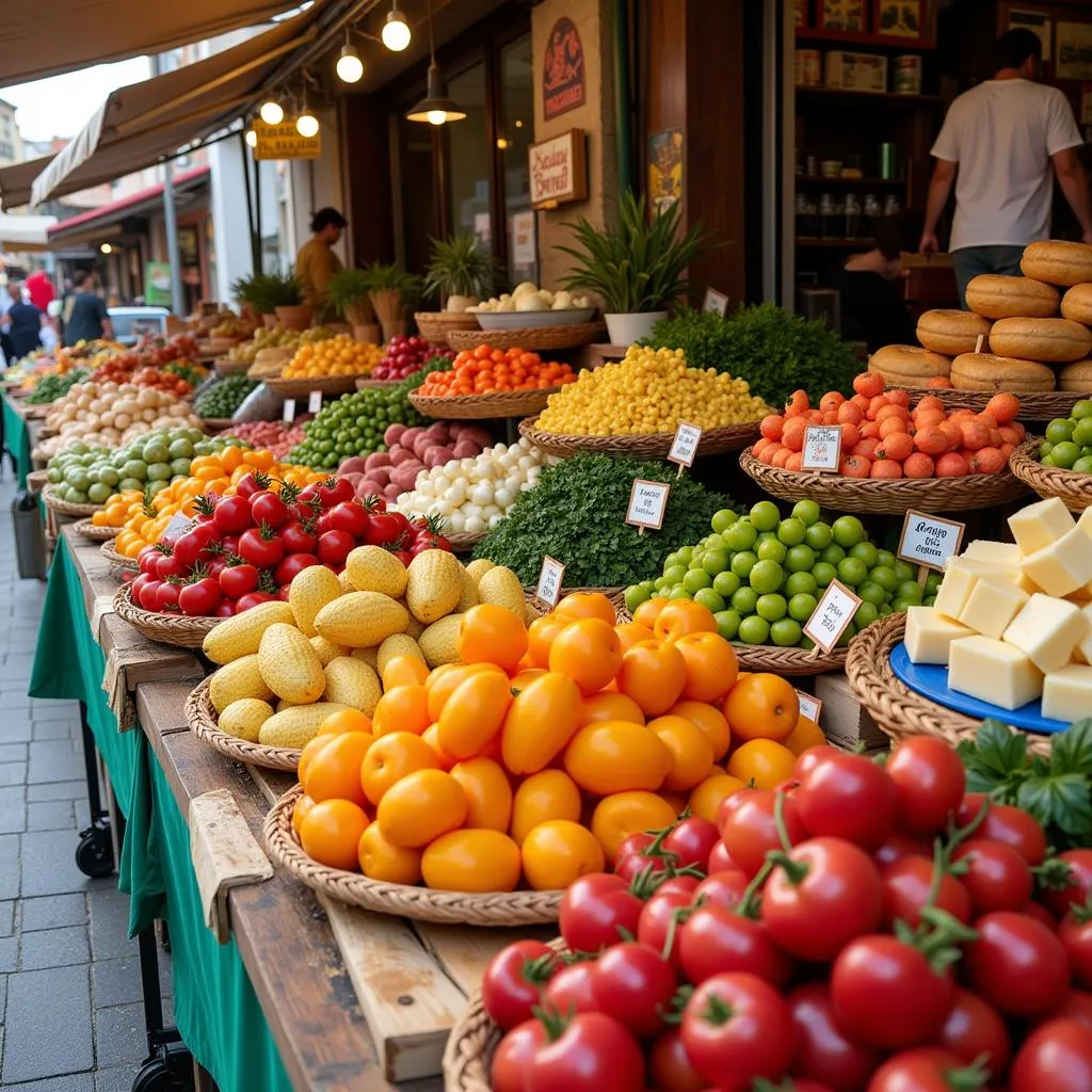 Vibrant Italian Market with Fresh Produce