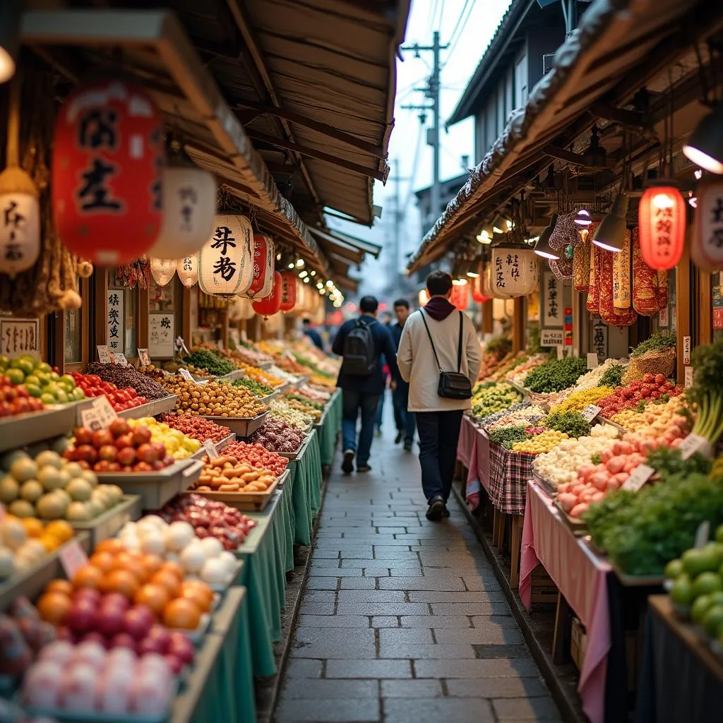 Vibrant Local Market in Japan