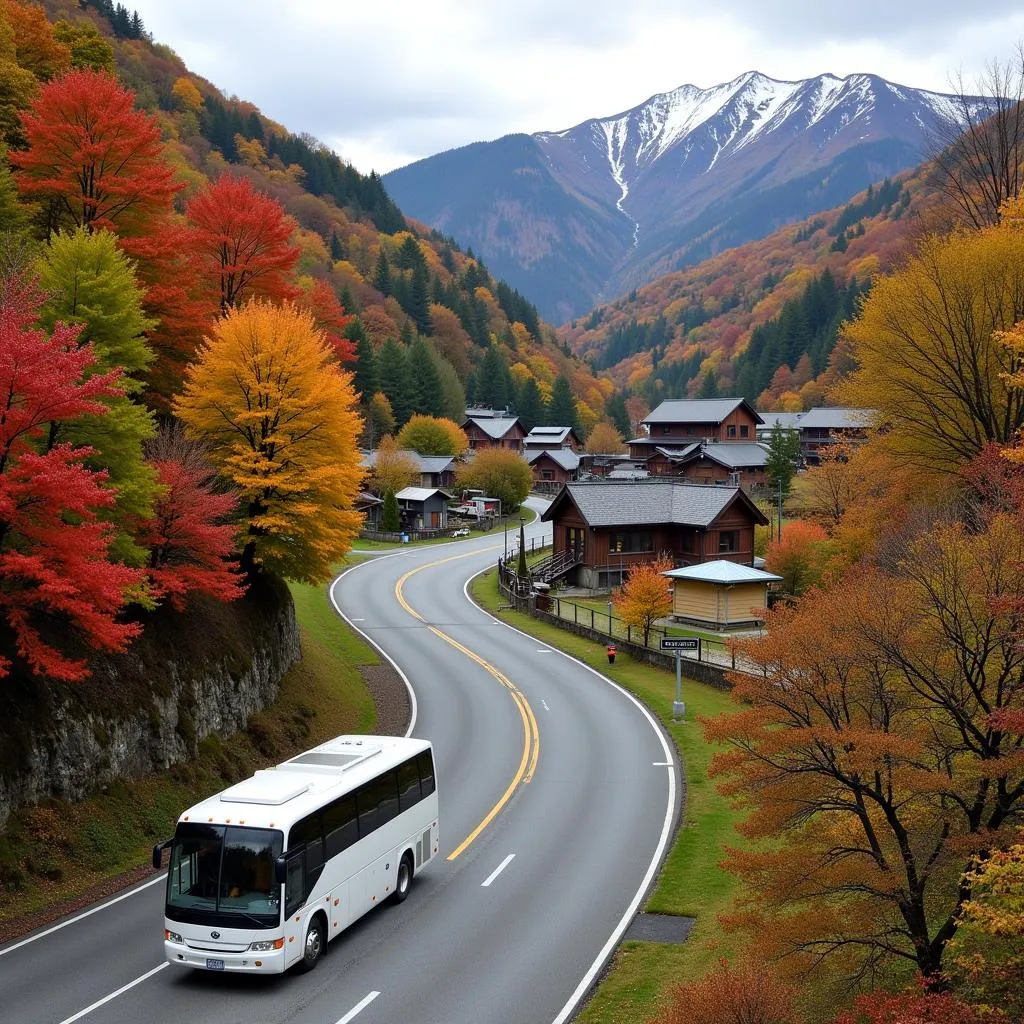 Scenic bus tour route in Japan