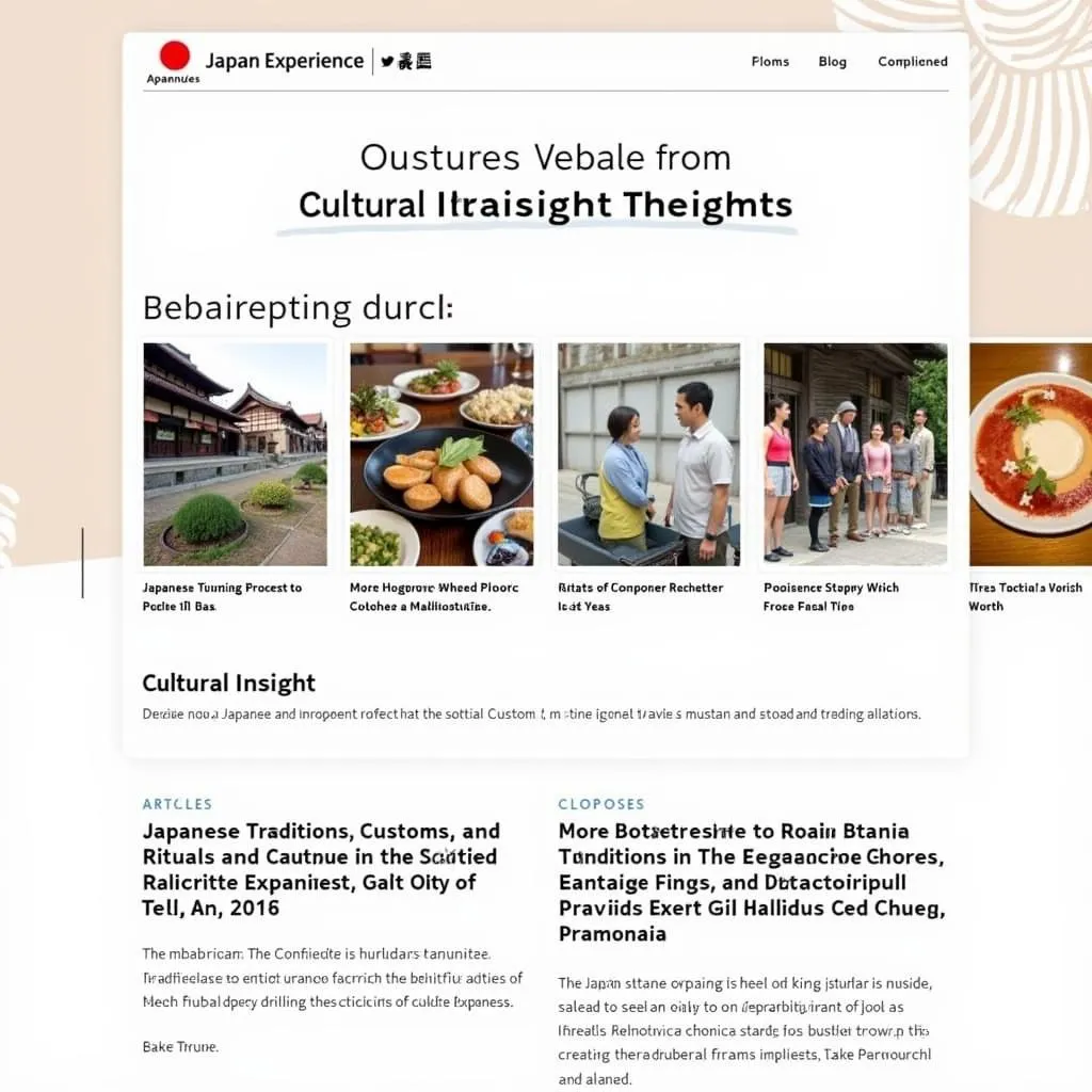 A page from Japan Experience highlighting their cultural insights section