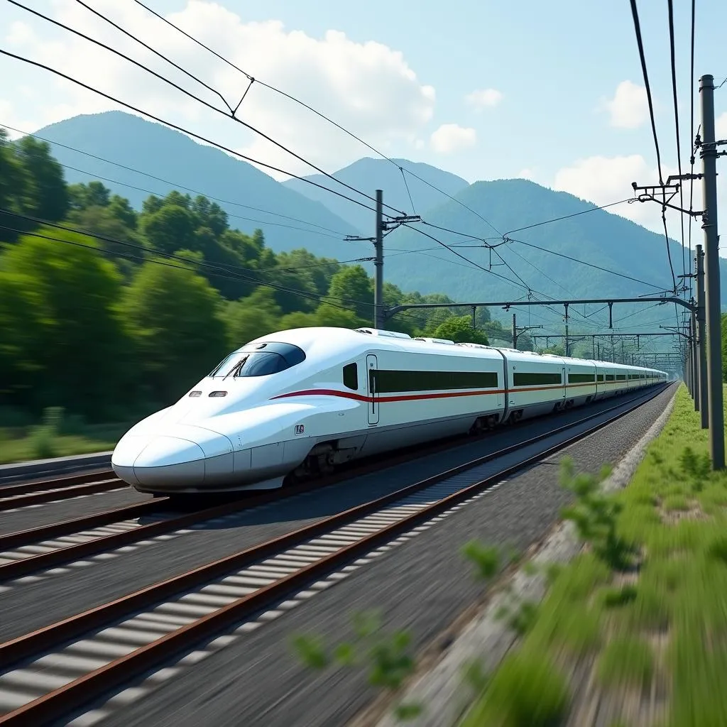 High-Speed Shinkansen Bullet Train in Japan