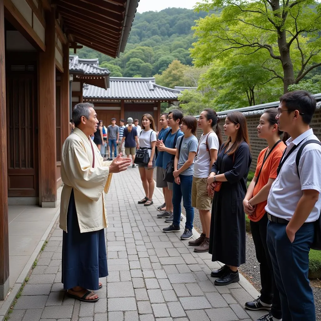 Japan Tour Guide Explaining Culture