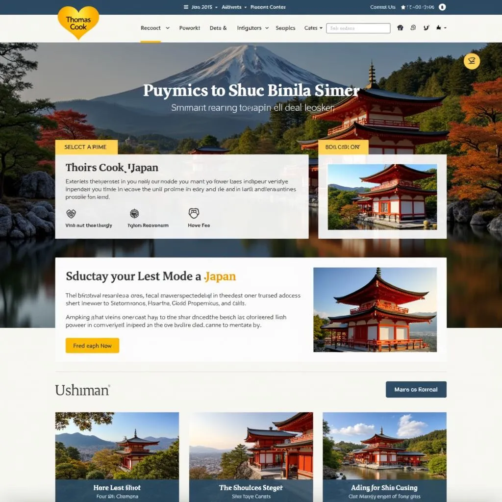 A person using a laptop to browse Thomas Cook Japan tour packages online.