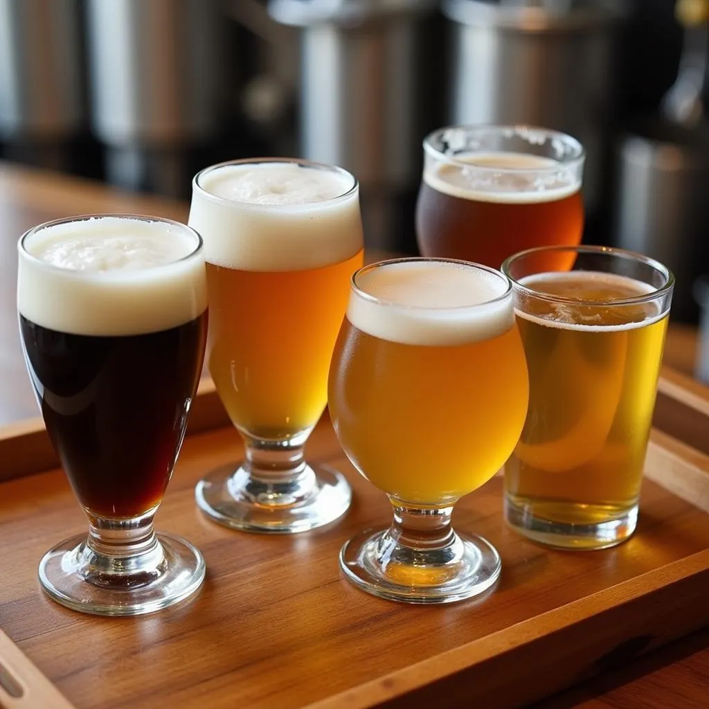 Craft beer tasting flight in Japan