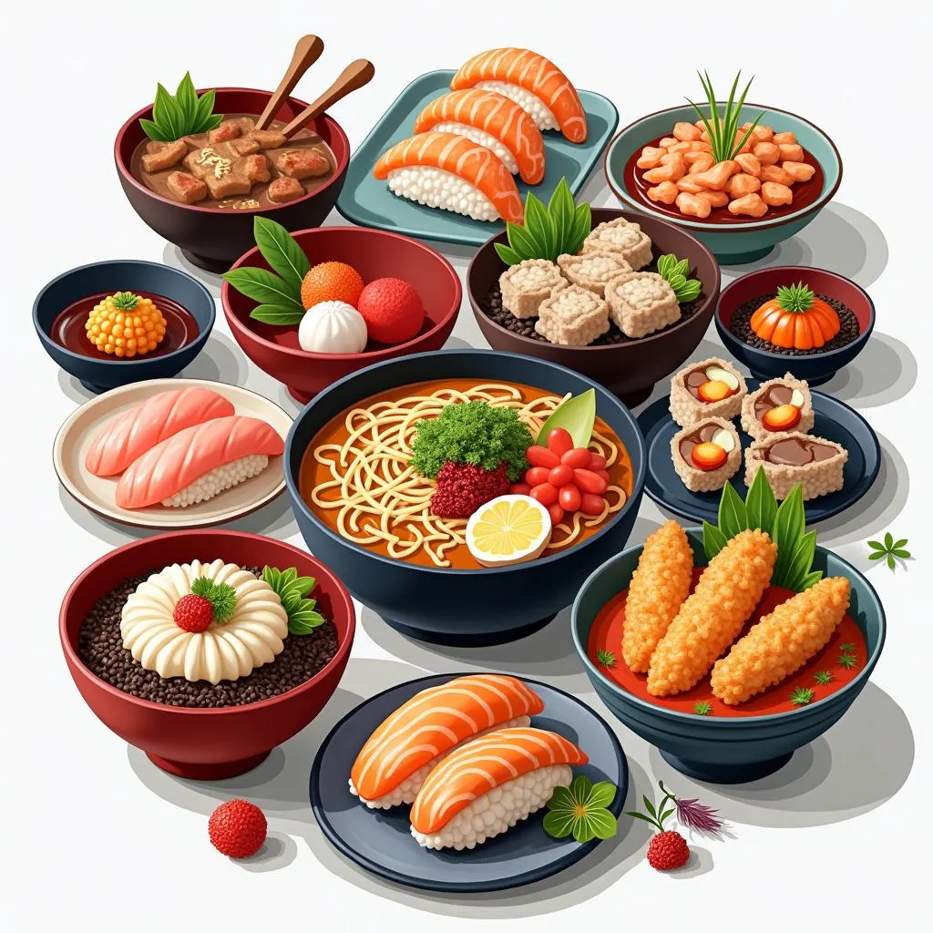 A Vibrant Spread of Japanese Dishes