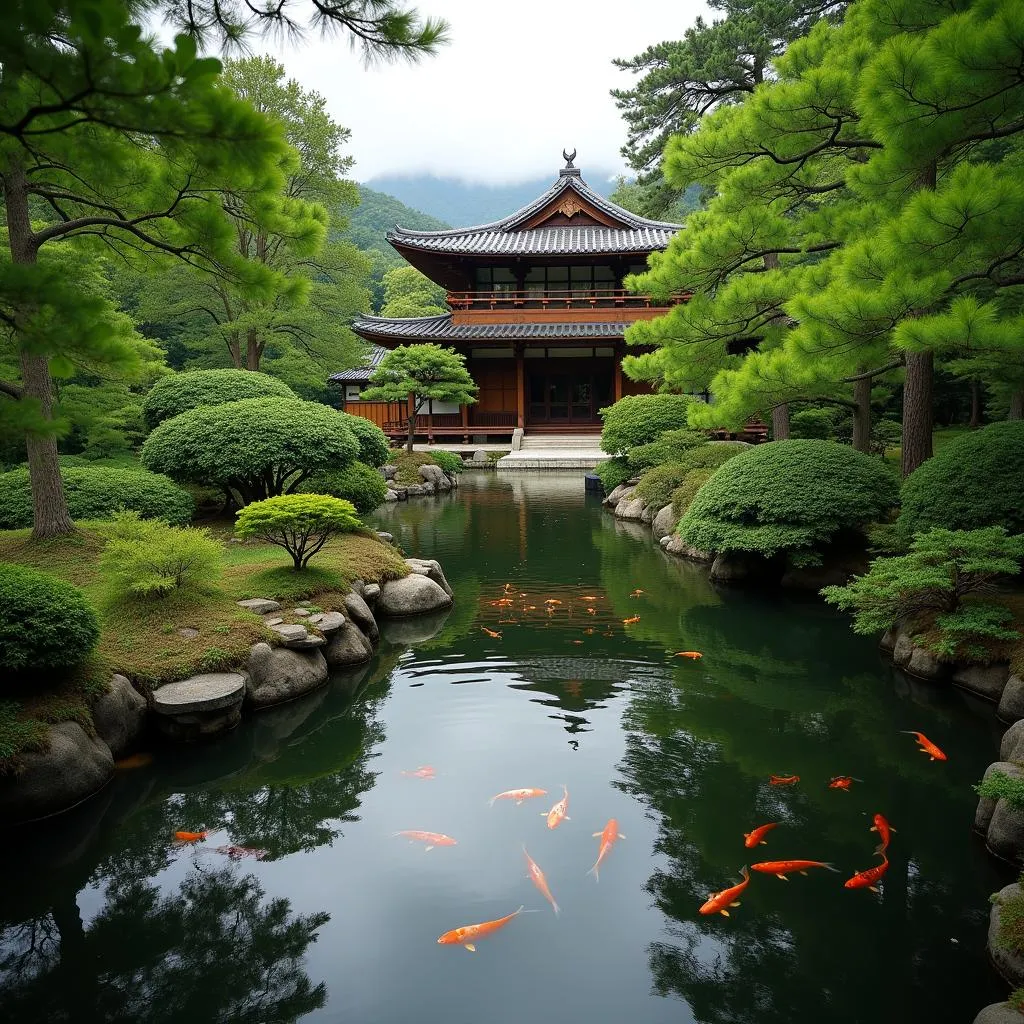 Tranquil Japanese Garden in Kyoto