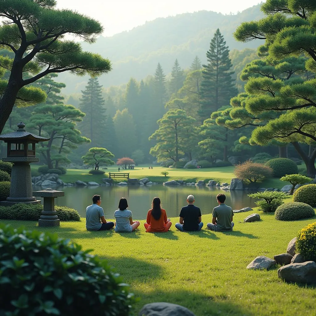 Peaceful Meditation Session in a Traditional Japanese Garden