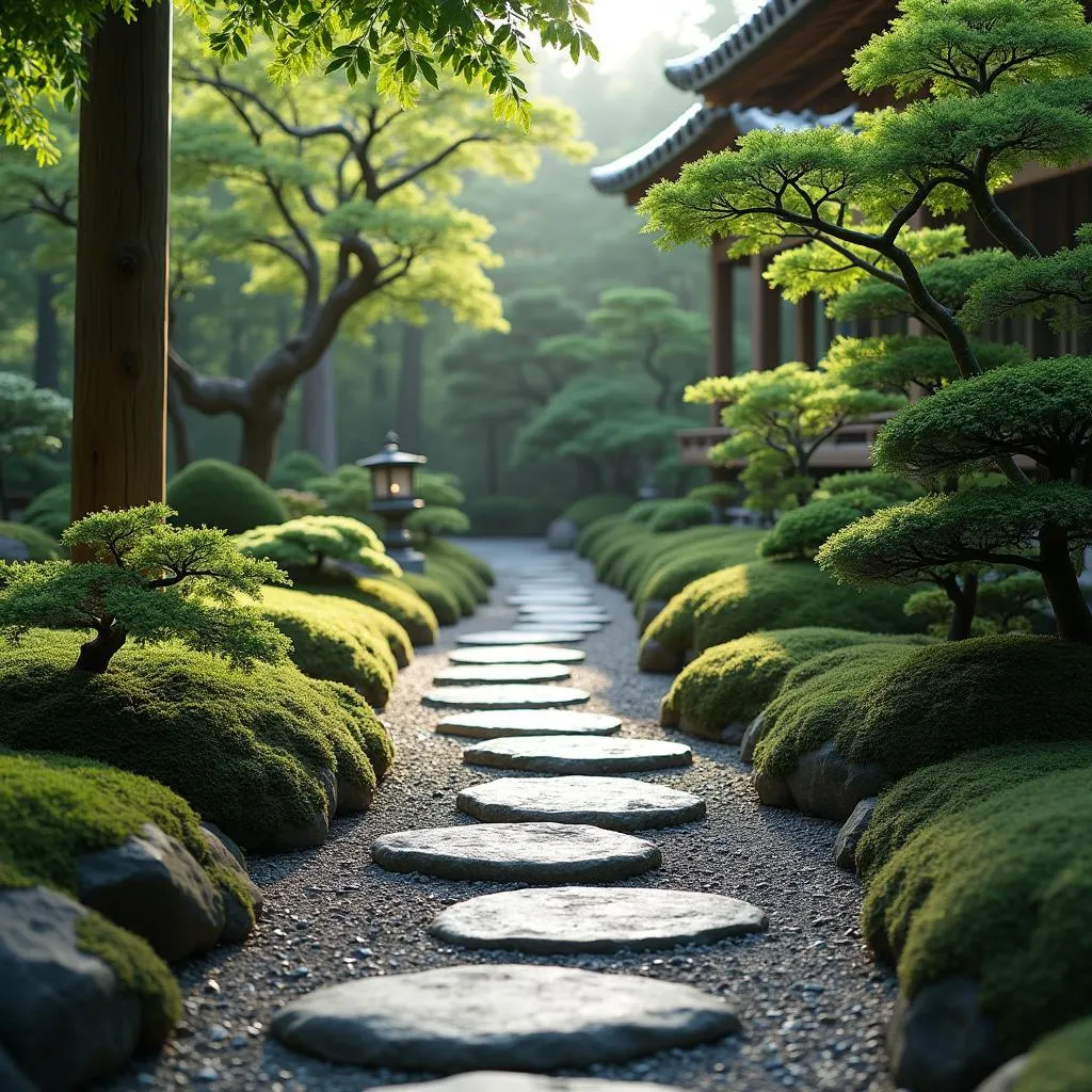 Tranquil Pathway in a Japanese Garden