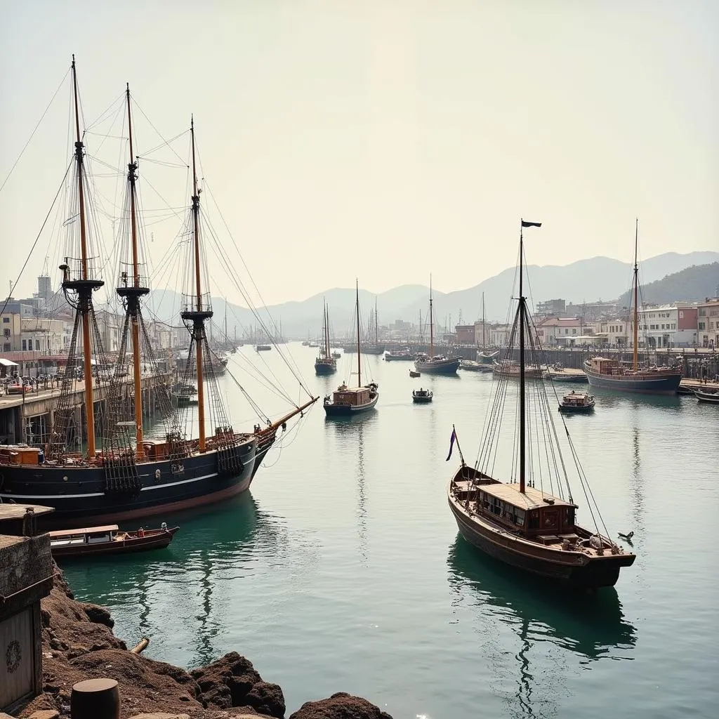 Nagasaki Port in 1857