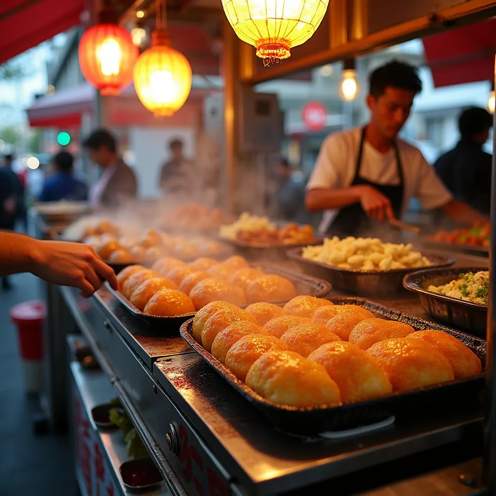 Vibrant Japanese Street Food Stall