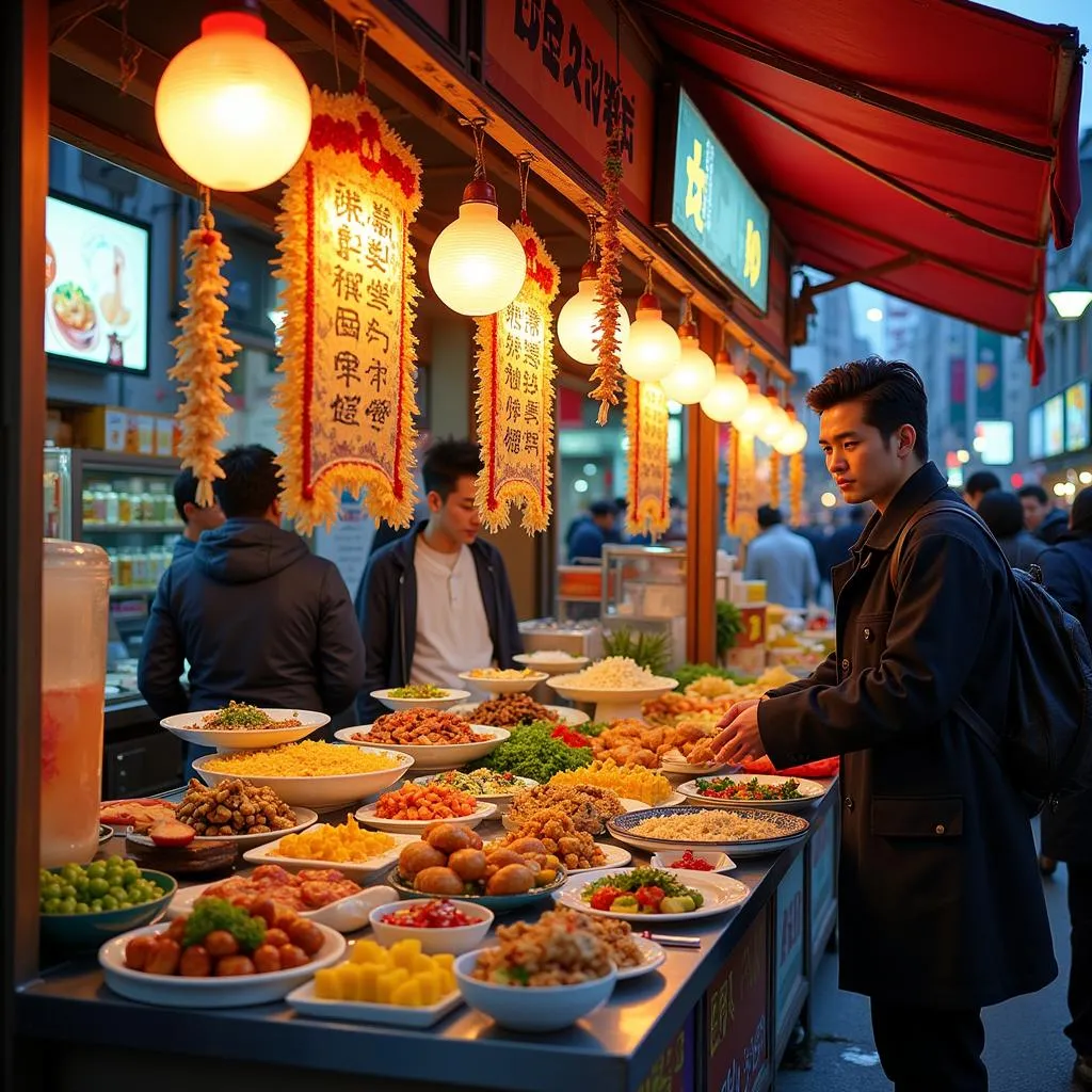 Vibrant Japanese Street Food Stall