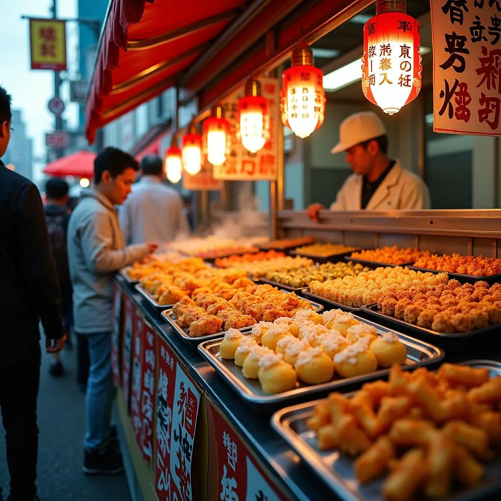 Japanese Street Food Stall in Osaka