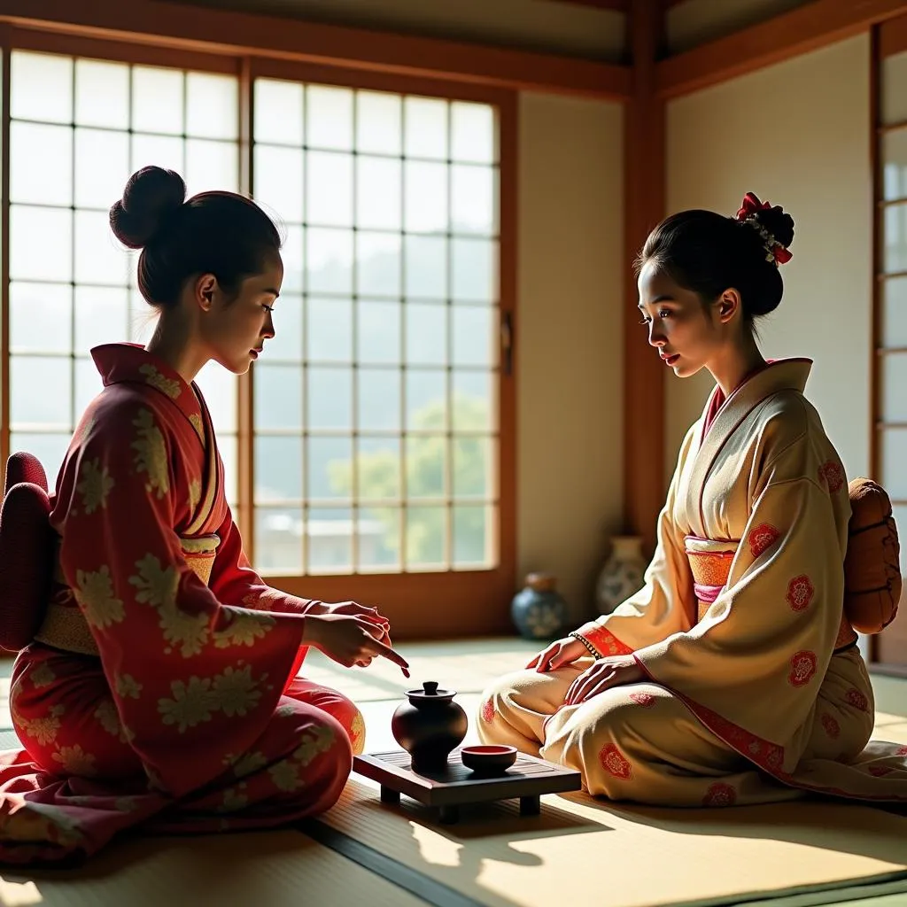 Traditional Japanese Tea Ceremony in Kimono