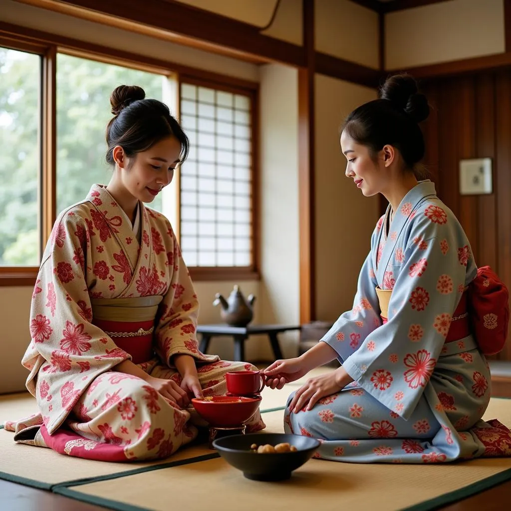 Traditional Japanese tea ceremony experience in Kimono