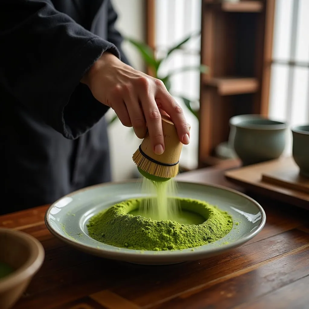 Preparing for a traditional Japanese tea ceremony