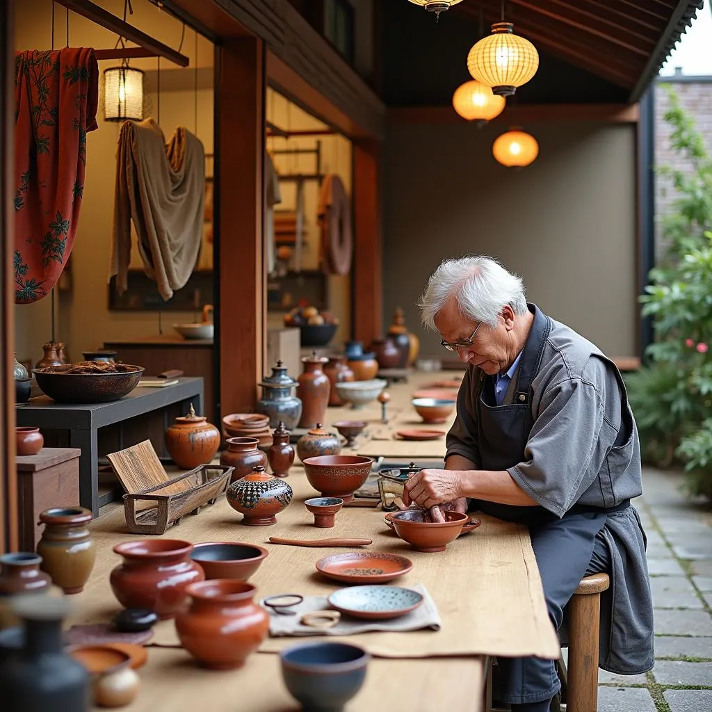 Local artisans showcasing traditional Japanese crafts