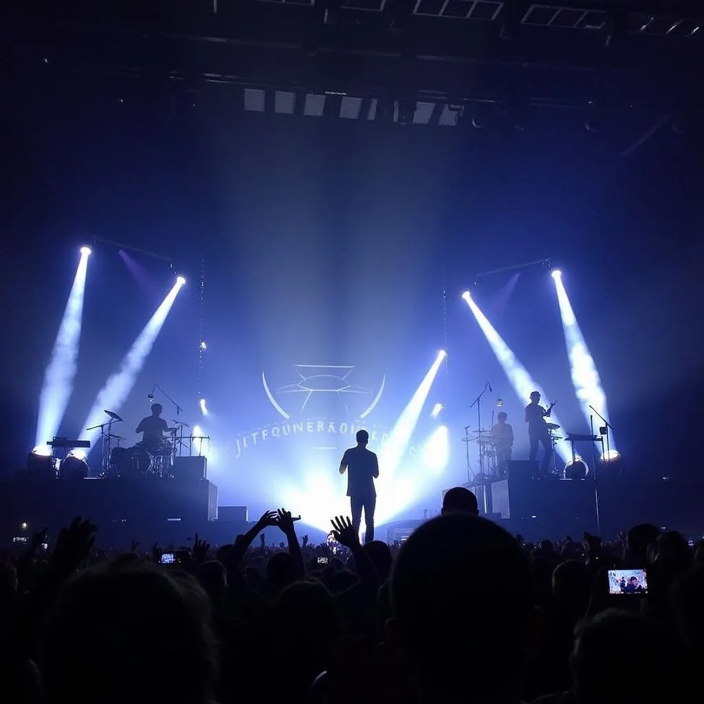 Justin Bieber performing on stage during his Purpose World Tour in Japan