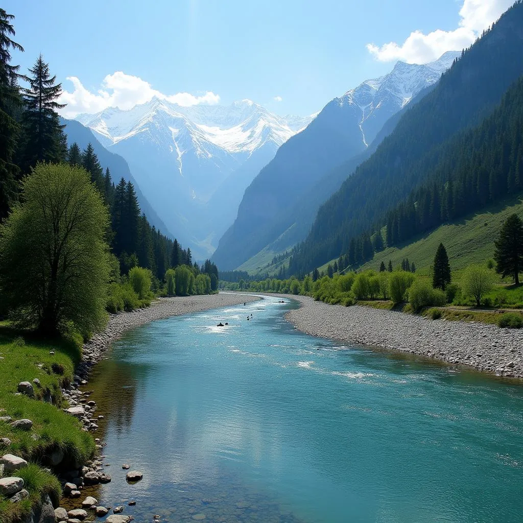 Kashmir Pahalgam River Mountains