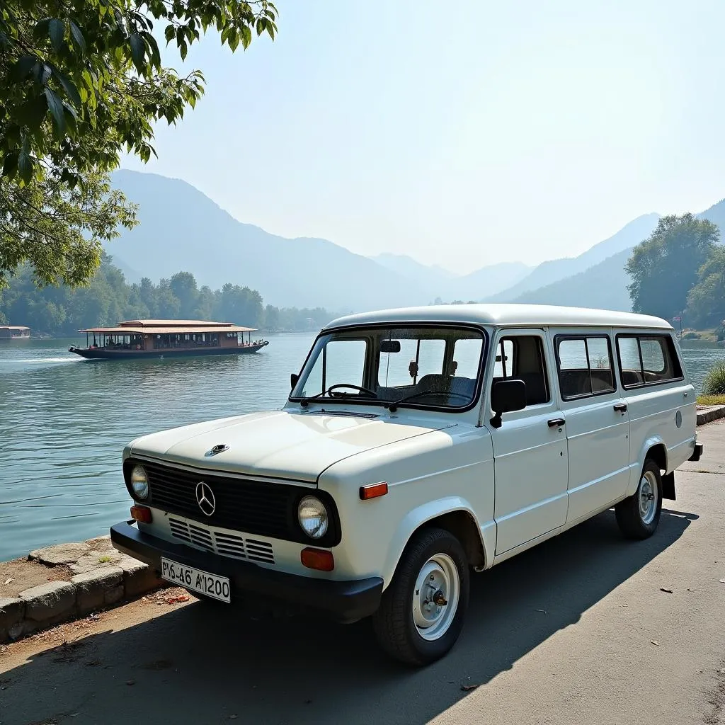 Tour cab parked near Dal Lake in Srinagar