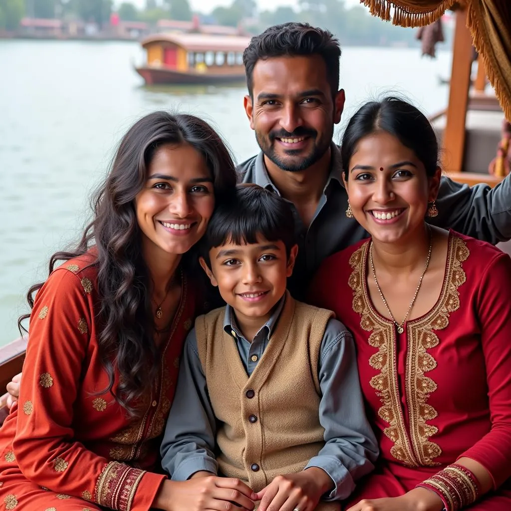 Smiling Kashmiri family