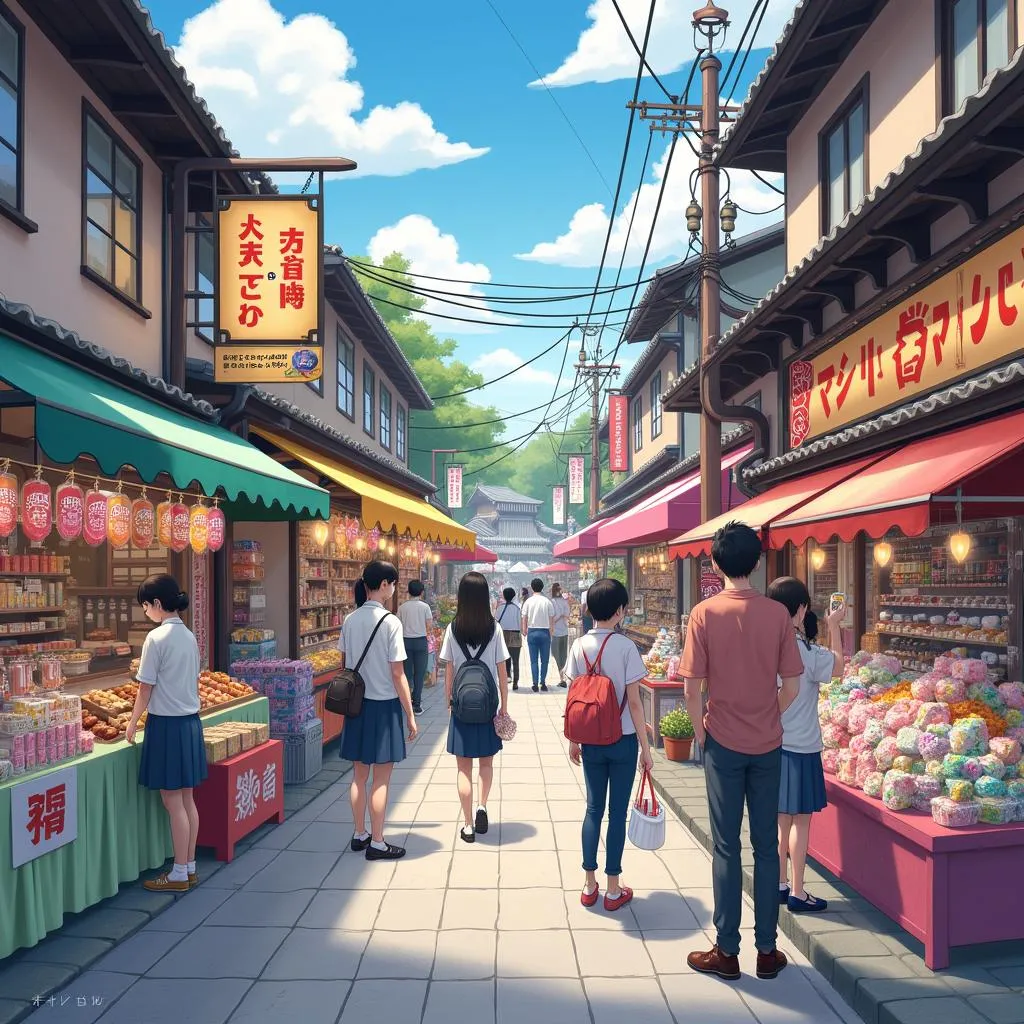 Bustling scene in Kawagoe's Candy Alley