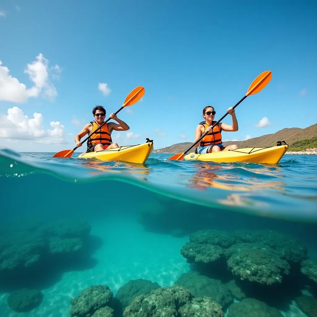 Kayaking in the turquoise waters of Okinawa