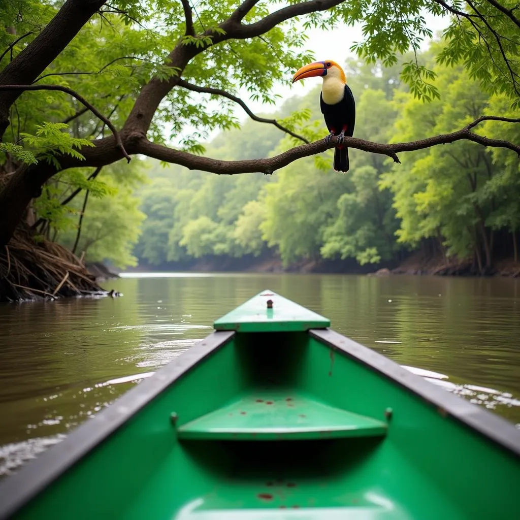 Spotting wildlife during a serene canoe trip on a Khao Lak river