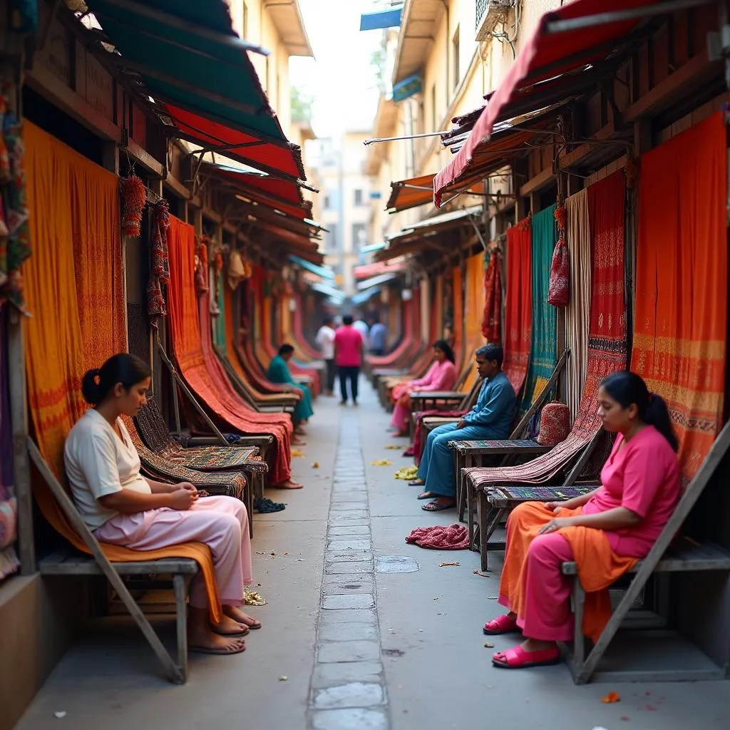 Silk and Zari weaving in Kinari Bazaar, Agra