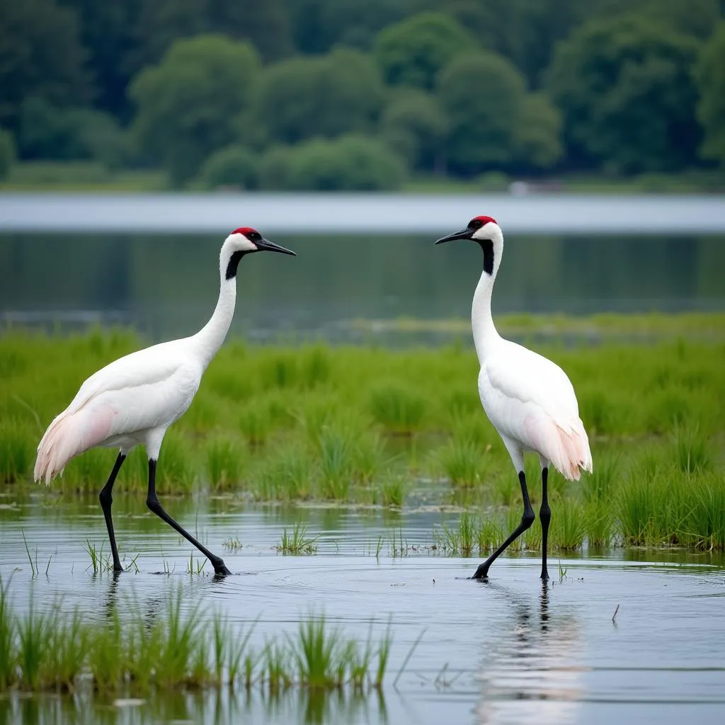 Red-crowned Cranes in Kushiro Marsh