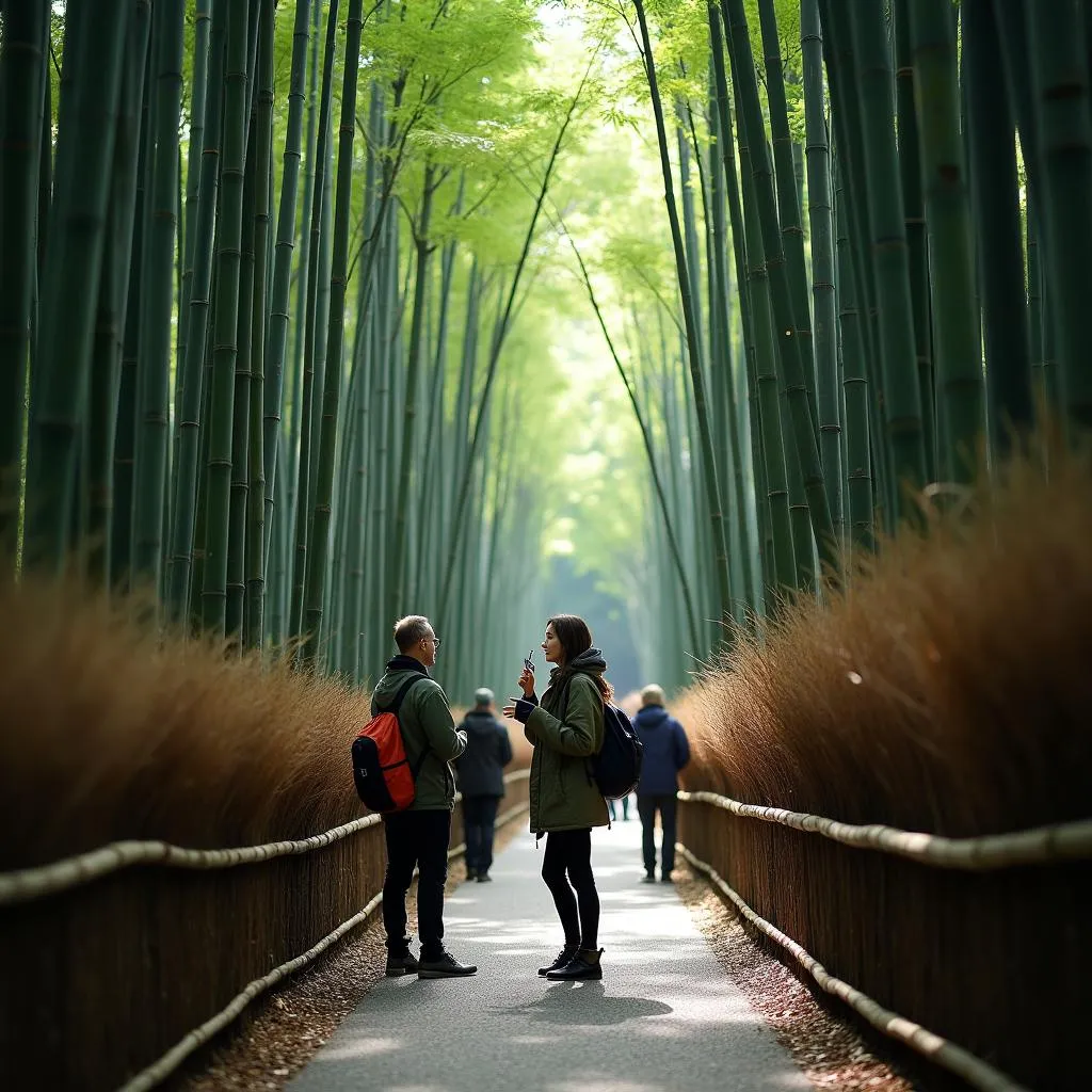 Exploring Arashiyama Bamboo Grove with a guide