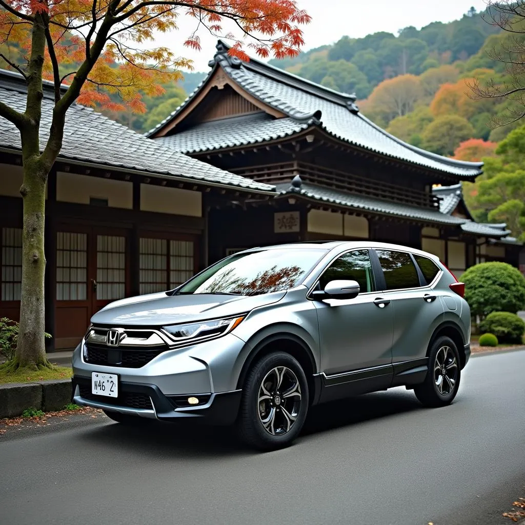 Parking the 2017 Honda CR-V near a Traditional Tea House in Kyoto